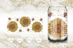 Sunflowers GLASS CAN, bee can glass svg Product Image 1