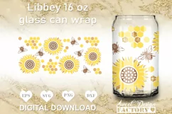 Sunflowers GLASS CAN, bee can glass svg Product Image 1