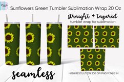 Sunflowers Green Seamless Skinny Tumbler Sublimation Wrap Product Image 1