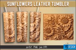 3d Tooled Leather Sunflower Tumbler Sublimation|Sunflower v1 Product Image 3