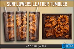 3d Tooled Leather Sunflower Tumbler Sublimation|Sunflower v1 Product Image 4