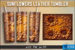 3d Tooled Leather Sunflower Tumbler Sublimation|Sunflower v1 Product Image 5