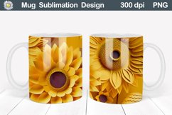 3D Sunflowers Mug Wrap | Sunflowers Mug Sublimation Product Image 3