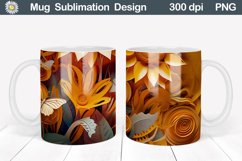 3D Sunflowers Mug Wrap | Sunflowers Mug Sublimation Product Image 4