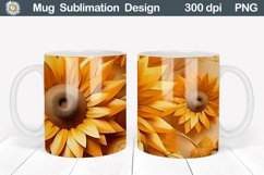 3D Sunflowers Mug Wrap | Sunflowers Mug Sublimation Product Image 5