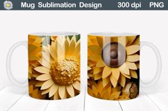 3D Sunflowers Mug Wrap | Sunflowers Mug Sublimation Product Image 7