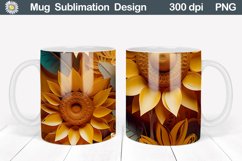 3D Sunflowers Mug Wrap | Sunflowers Mug Sublimation Product Image 2