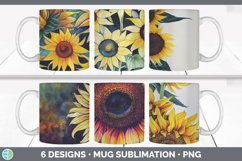 Bundle of six Sunflowers mug sublimation designs.