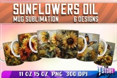 Sunflower Oil Mug Wrap Sublimation|11 oz 15 oz Mug|Oil Paint Product Image 1