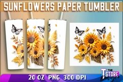 Sunflowers Paper Tumblers Bundle|Sunflower 20 oz PNG v.1 Product Image 2