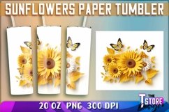 Sunflowers Paper Tumblers Bundle|Sunflower 20 oz PNG v.1 Product Image 3