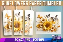 Sunflowers Paper Tumblers Bundle|Sunflower 20 oz PNG v.1 Product Image 4