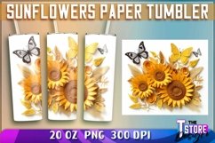 Sunflowers Paper Tumblers Bundle|Sunflower 20 oz PNG v.1 Product Image 6