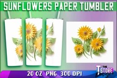 Sunflowers Paper Quilling Tumbler |Sunflower 20 oz Product Image 1