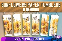 Sunflowers Paper Tumblers Bundle|Sunflower 20 oz PNG v.1 Product Image 1