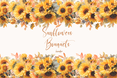 Sunflower seamless border clipart. Watercolor sunflowers Product Image 1
