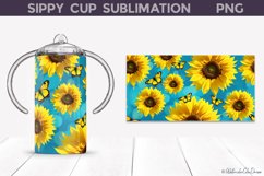 Sunflower Butterflies Sippy Cup Wrap | Sunflower Sublimation Product Image 1