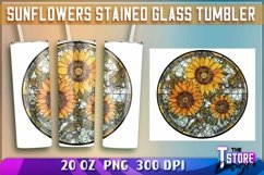 Sunflowers Stained Glass Tumblers|Sunflower 20 oz PNG v.1 Product Image 7
