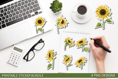 Sunflowers Stickers Printable Floral Design Stickers mock up preview