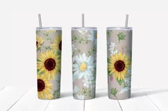 Sunflowers  sublimation design Skinny tumbler wrap design 