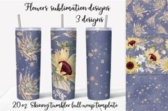 Sunflowers sublimation design Skinny tumbler wrap design 