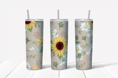 Sunflowers  sublimation design Skinny tumbler wrap design 