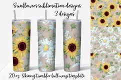Sunflowers  sublimation design Skinny tumbler wrap design 