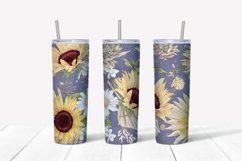 Sunflowers sublimation design Skinny tumbler wrap design 