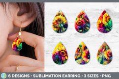 Bundle of six Sunflowers teardrop earrings sublimation designs.