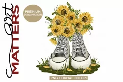 Sunflowers and Tennis Shoes - hand painted - 300 DPI Product Image 3