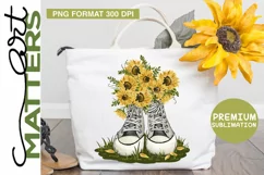 Sunflowers and Tennis Shoes - hand painted - 300 DPI Product Image 1