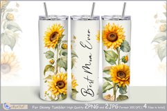 Best Mom Ever Sublimation Tumbler Wrap 20 oz|Sunflowers Wrap Product Image 1