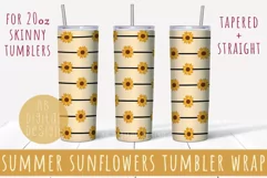 Summer Sunflower 20oz Skinny Tumbler Wrap Sublimation Design Product Image 1
