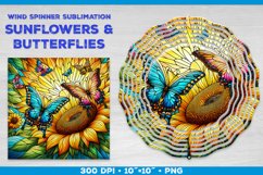 Butterflies and Sunflowers Wind Spinner Sublimation Template Product Image 1