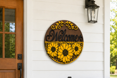 Welcome Sunflower Sign SVG | Door Hanger laser Product Image 2