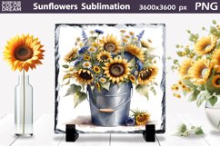 Watercolor Sunflowers Sublimation | Slate Sublimation Design Product Image 1