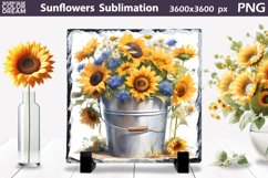 Watercolor Sunflowers Sublimation | Slate Sublimation Design Product Image 1