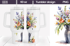 Watercolor Floral Tumbler 40 Oz | Wildflower Tumbler 40 OZ Product Image 1