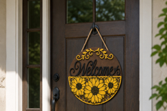 Welcome Sunflower Sign SVG | Door Hanger laser Product Image 3