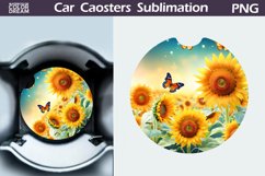 Sunflowers Car Coaster | Sunflowers Round Coaster Product Image 1