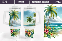 Tropical Beach Tumbler 40 Oz | Beach Sunset Tumbler 40 Oz Product Image 1