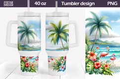 Tropical Beach Tumbler 40 Oz | Beach Sunset Tumbler Product Image 1