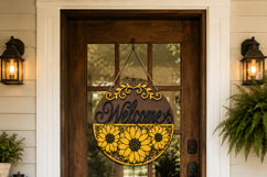Welcome Sunflower Sign SVG | Door Hanger laser Product Image 9