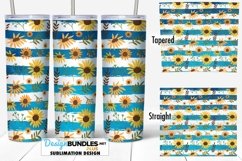 Blue Stripe Sunflower 20 oz Tumbler Wrap | Fall Sunflowers Product Image 1
