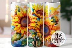 Sunflowers Watercolor 20oz Tumbler Wrap PNG Product Image 1