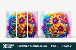 Rainbow sunflower tumbler | Sunflower tumbler wrap design Product Image 1