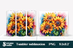 Rainbow sunflower tumbler wrap sublimation design Product Image 1
