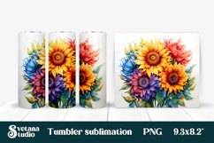 Rainbow sunflower tumbler sublimation design Product Image 1