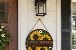 Summer Sunflower Welcome Sign SVG | Door Hanger Glowforge Product Image 2