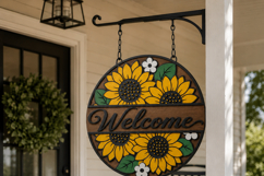 Summer Sunflower Welcome Sign SVG | Door Hanger Glowforge Product Image 4